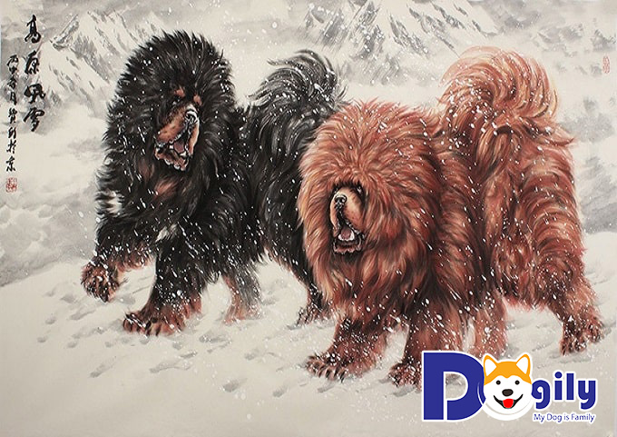 Tranh vẽ những chú Ngao Tây Tạng chống chọi bởi bão tuyết khiến nhiều người bật thốt vì quá đẹp và anh dũng